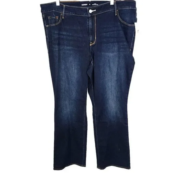 NEW Old Navy Mid Rise Kicker Boot Cut Jeans Dark Wash Womens Size 20 - Picture 1 of 8